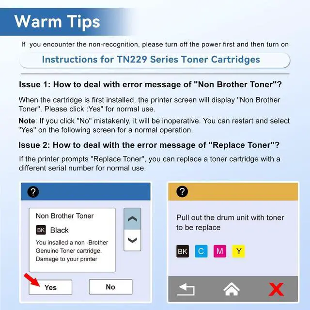 Alt view image 6 of 7 - TN229XL TN229 Toner Cartridges 4 Pack for MFC-L3780CDW MFC-L3720CDW | Replacement for Brother TN-229XL High Yield Toner, Compatible with HL-L3280CDW HL-L3220CDW HL-L3300CDW HL-L3295CDW Printer
