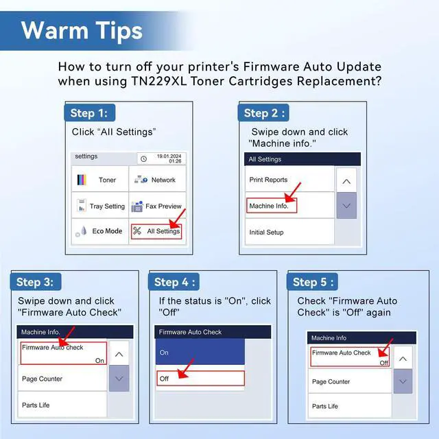 Alt view image 7 of 7 - TN229XL TN229 Toner Cartridges 4 Pack for MFC-L3780CDW MFC-L3720CDW | Replacement for Brother TN-229XL High Yield Toner, Compatible with HL-L3280CDW HL-L3220CDW HL-L3300CDW HL-L3295CDW Printer