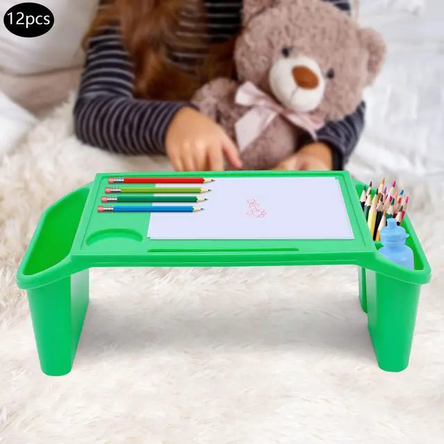 Alt view image 3 of 7 - 12 Pcs Kids Lap Desk Tray Bulk, Bed Table Plastic Portable Activity Tray with Extra Storage Space for Kids Students Eating Work Study School Classroom, 19.7" x 9.8" x 7.1" (Green, 12 PCS)