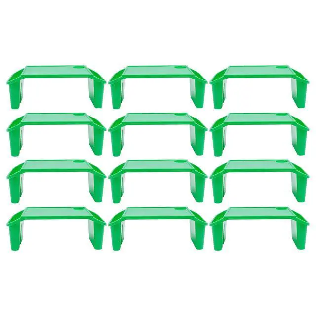 Alt view image 6 of 7 - 12 Pcs Kids Lap Desk Tray Bulk, Bed Table Plastic Portable Activity Tray with Extra Storage Space for Kids Students Eating Work Study School Classroom, 19.7" x 9.8" x 7.1" (Green, 12 PCS)
