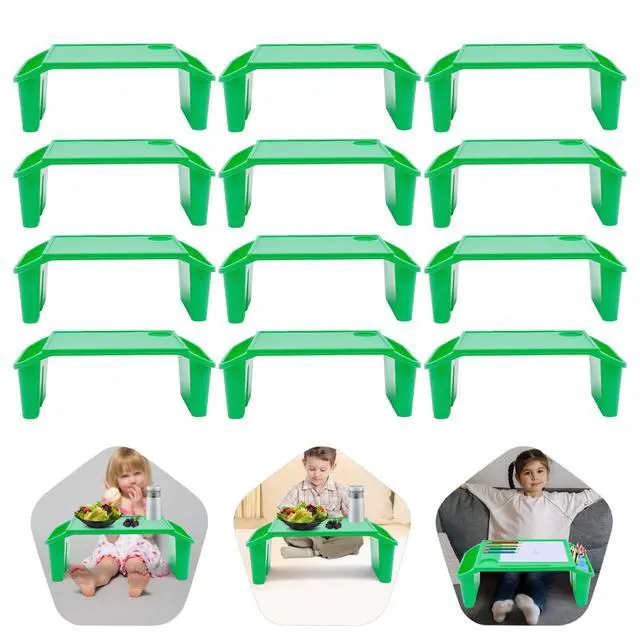 Alt view image 4 of 7 - 12 Pcs Kids Lap Desk Tray Bulk, Bed Table Plastic Portable Activity Tray with Extra Storage Space for Kids Students Eating Work Study School Classroom, 19.7" x 9.8" x 7.1" (Green, 12 PCS)