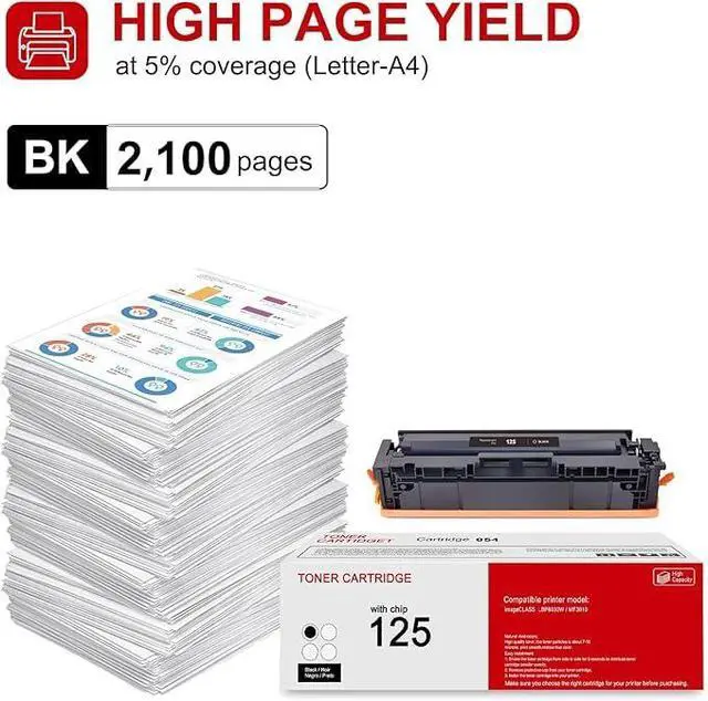 Alt view image 3 of 6 - 2 Pack 125 3484B001AA Black Toner Cartridge: Compatible CRG 125 3484B001AA Replacement for Canon ImageCLASS LBP6030w, LBP6000, MF3010 Printer