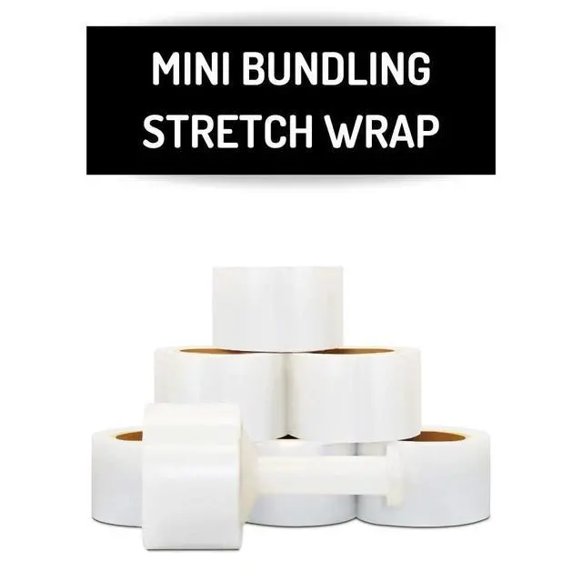 Alt view image 2 of 6 - PSBM Mini Stretch Wrap with Plastic Handle, 18 Rolls 3 Inch x 700 Feet 120 Gauge Heavy Duty Clear Plastic Wrap Industrial Strength Shrink Film for Moving, Packing & Shipping, Made in USA