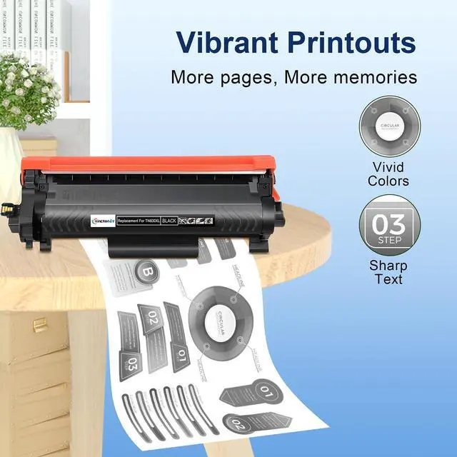 Alt view image 4 of 6 - TN830XL 830XL Toner Cartridge for Brother MFC-L2820DW HL-L2460DW | Compatible for Brother TN830XL TN-830XL TN830 XL/V/R for HL-L2460DW DCP-L2640DW HL-L2405W HL-L2400D HL-L2480DW Printer 4-Pack
