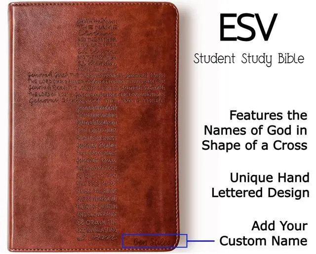 Alt view image 4 of 7 - ESV Student Study Bible | Personalized with Name | Custom Design is Hand Lettered and Laser Engraved | Gift for Birthday, Baptism, Graduation, Wedding