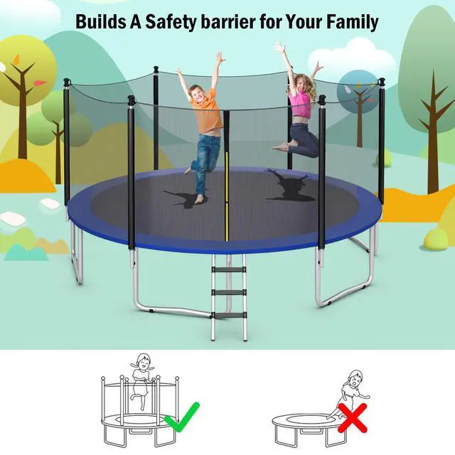 Alt view image 3 of 7 - Trampoline Enclosure Net Only with Zipper & Buckle, Perfect Visibility and Tear&Weather-Resistant 12FT 14FT 15FT 16FT Trampoline Replacement Safety Enclosure Net