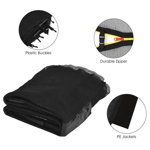 Alt view image 7 of 7 - Trampoline Enclosure Net Only with Zipper & Buckle, Perfect Visibility and Tear&Weather-Resistant 12FT 14FT 15FT 16FT Trampoline Replacement Safety Enclosure Net
