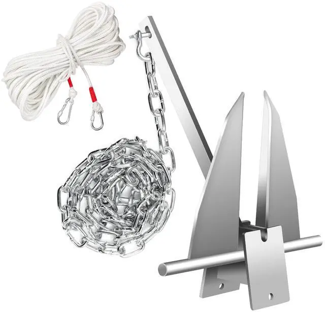 Main image of Boat Anchor Kit, Fluke Style Anchor, Galvanized Steel Hot Dipped Fluke Anchor Includes Anchor,Chain,Rope, Shackles for Boat Mooring on The Beach