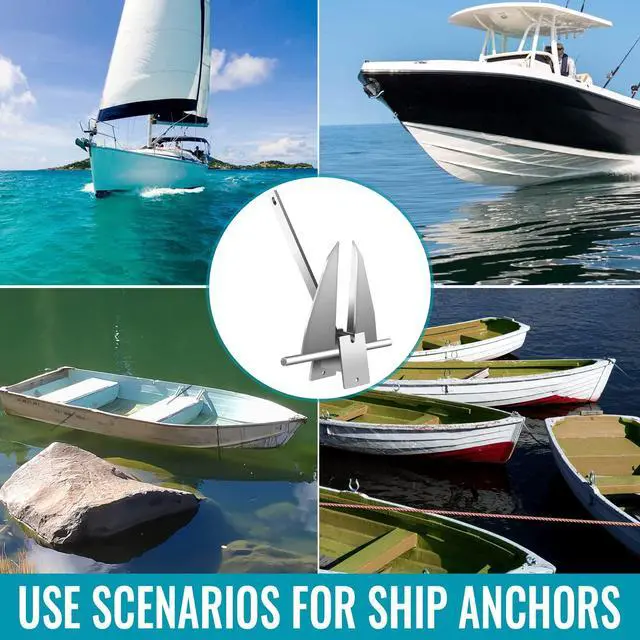 Alt view image 6 of 7 - Boat Anchor Kit, Fluke Style Anchor, Galvanized Steel Hot Dipped Fluke Anchor Includes Anchor,Chain,Rope, Shackles for Boat Mooring on The Beach