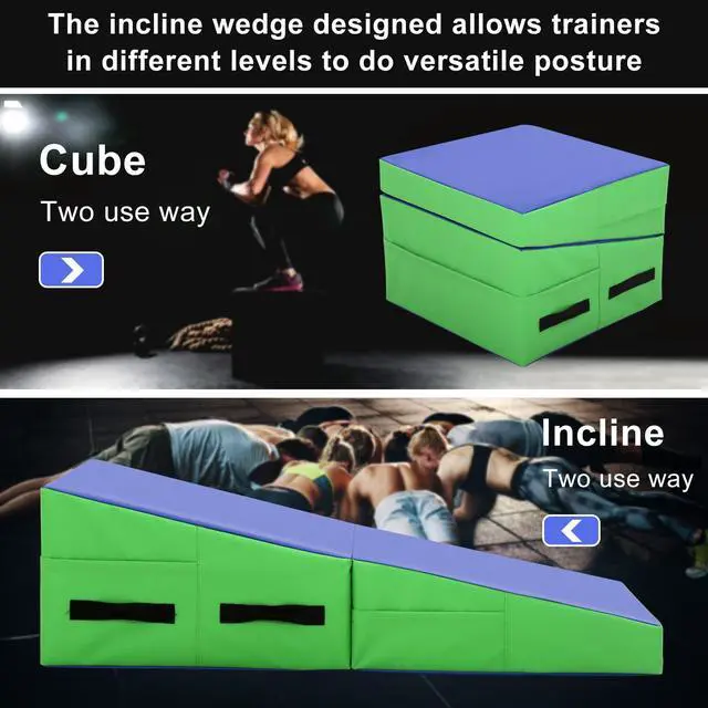 Alt view image 2 of 7 - Gymnastics Mat - Incline Tumbling Mat, Folding, Cheese Wedge Design for Kids Indoor/Outdoor Exercise & Yoga