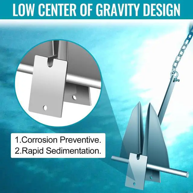 Alt view image 6 of 7 - Boat Anchor Kit, Fluke Style Anchor, Galvanized Steel Hot Dipped Fluke Anchor Includes Anchor,Chain,Rope, Shackles for Boat Mooring on The Beach