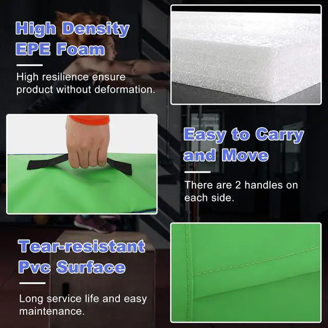Alt view image 3 of 7 - Gymnastics Mat - Incline Tumbling Mat, Folding, Cheese Wedge Design for Kids Indoor/Outdoor Exercise & Yoga