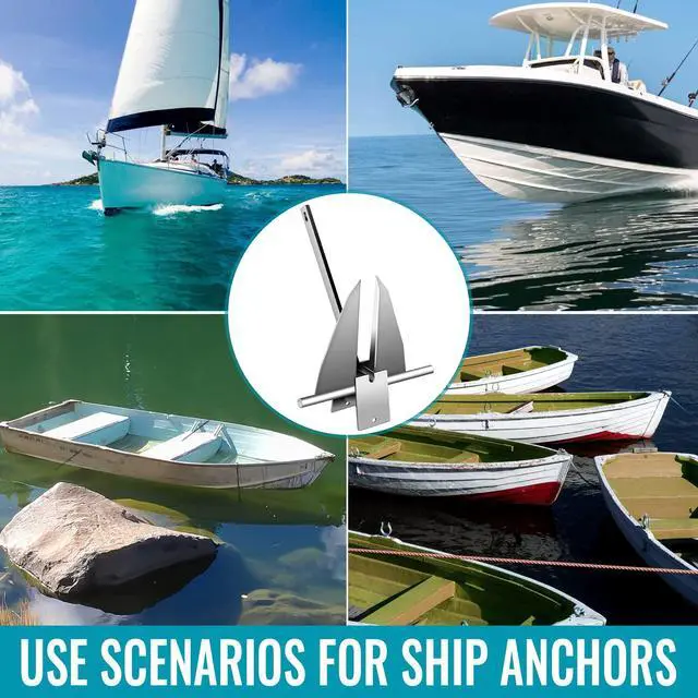 Alt view image 7 of 7 - Boat Anchor Kit, Fluke Style Anchor, Galvanized Steel Hot Dipped Fluke Anchor Includes Anchor,Chain,Rope, Shackles for Boat Mooring on The Beach