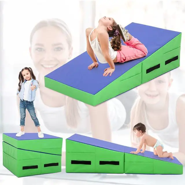 Main image of Gymnastics Mat - Incline Tumbling Mat, Folding, Cheese Wedge Design for Kids Indoor/Outdoor Exercise & Yoga