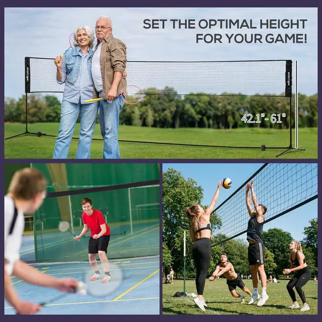 Alt view image 4 of 7 - 17ft Portable All-in-One Badminton Set, Height Adjustable Net | Pickleball and Volleyball Net, Outdoor Sports Set, for Backyard Beach Driveway Games