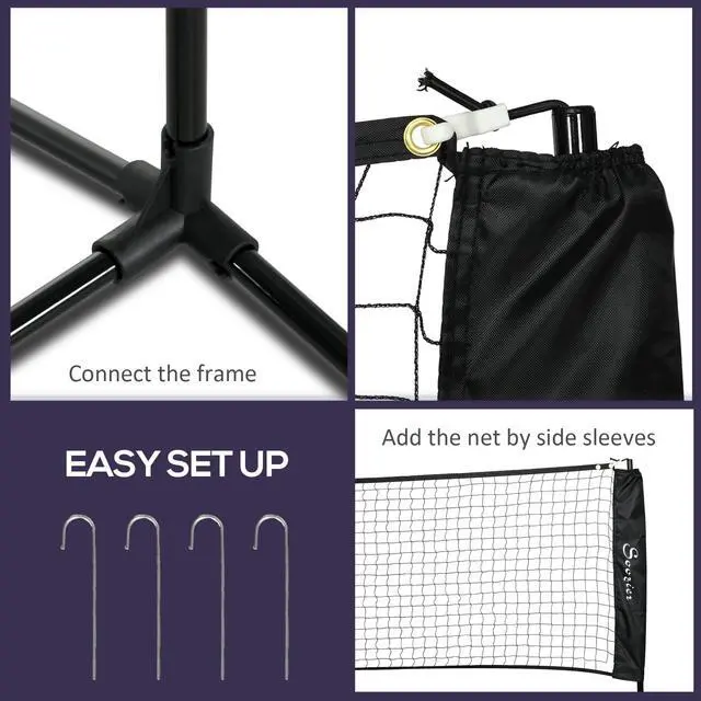 Alt view image 6 of 7 - 17ft Portable All-in-One Badminton Set, Height Adjustable Net | Pickleball and Volleyball Net, Outdoor Sports Set, for Backyard Beach Driveway Games