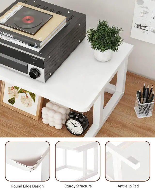 Alt view image 3 of 7 - Desktop Printer Stand, 23.6x 15.7 2-Tier Large Printer Shelf fit 3D Laser Printer/Scanner/Fax Machine, Industrial Storage Rack for Home Office Storage, White P6040-W