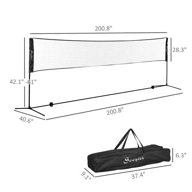 Alt view image 7 of 7 - 17ft Portable All-in-One Badminton Set, Height Adjustable Net | Pickleball and Volleyball Net, Outdoor Sports Set, for Backyard Beach Driveway Games