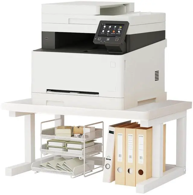 Main image of Desktop Printer Stand, 23.6x 15.7 2-Tier Large Printer Shelf fit 3D Laser Printer/Scanner/Fax Machine, Industrial Storage Rack for Home Office Storage, White P6040-W