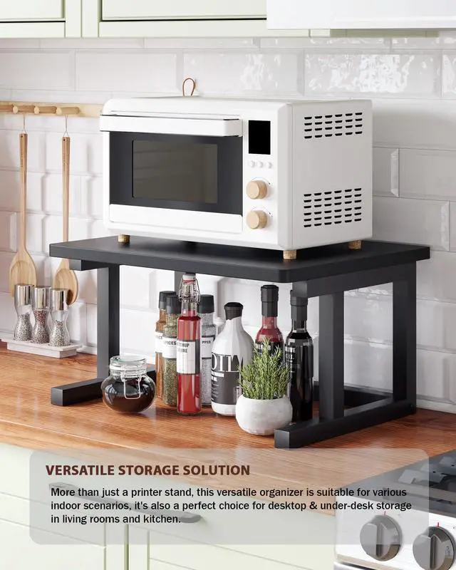 Alt view image 7 of 7 - Desktop Printer Stand, 23.6 x 15.7 2-Tier Large Printer Shelf fit 3D Laser Printer/Scanner/Fax Machine, Industrial Storage Rack for Home Office Storage, Black P6040-B