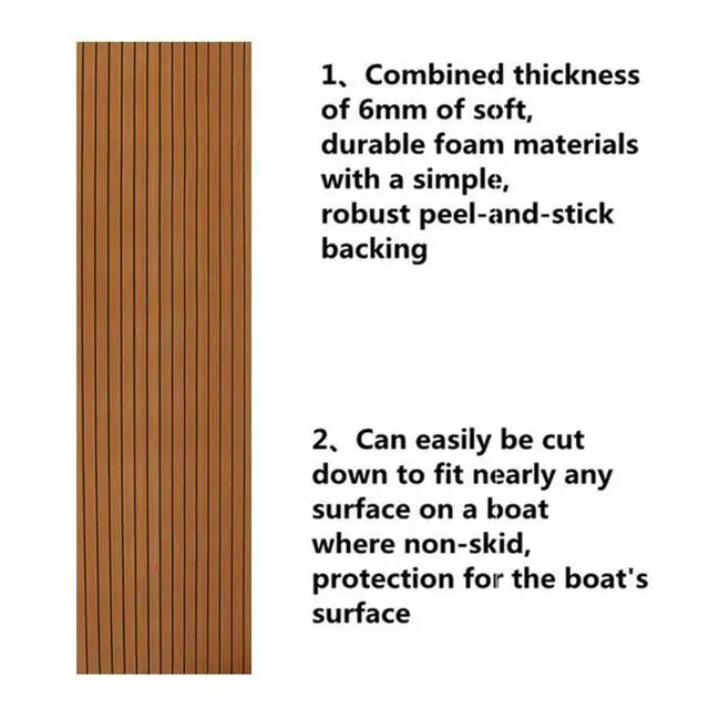 Alt view image 3 of 7 - EVA Foam Faux Teak Boat Decking Sheet Self-Adhesive Non-Skid 94.5" x 46" (30 sqft) Fits for Sea Deck Marine Yacht RV Boat Flooring Mats