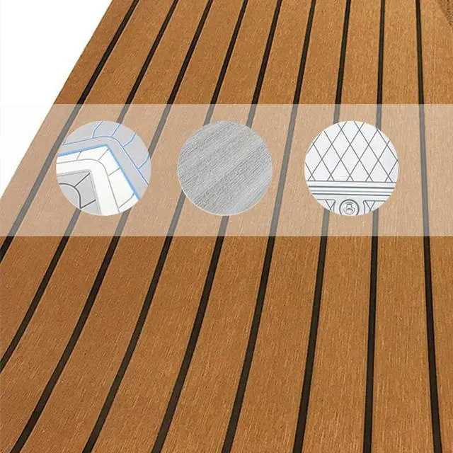 Alt view image 6 of 7 - EVA Foam Faux Teak Boat Decking Sheet Self-Adhesive Non-Skid 94.5" x 46" (30 sqft) Fits for Sea Deck Marine Yacht RV Boat Flooring Mats