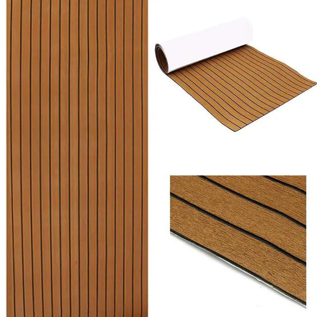 Alt view image 4 of 7 - EVA Foam Faux Teak Boat Decking Sheet Self-Adhesive Non-Skid 94.5" x 46" (30 sqft) Fits for Sea Deck Marine Yacht RV Boat Flooring Mats