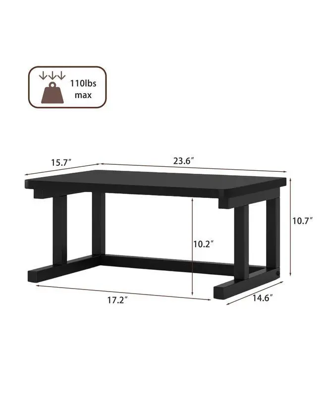 Alt view image 4 of 7 - Desktop Printer Stand, 23.6 x 15.7 2-Tier Large Printer Shelf fit 3D Laser Printer/Scanner/Fax Machine, Industrial Storage Rack for Home Office Storage, Black P6040-B
