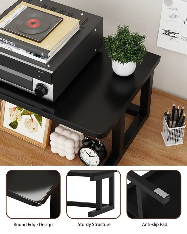 Alt view image 3 of 7 - Desktop Printer Stand, 23.6 x 15.7 2-Tier Large Printer Shelf fit 3D Laser Printer/Scanner/Fax Machine, Industrial Storage Rack for Home Office Storage, Black P6040-B