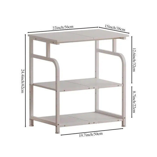 Alt view image 6 of 7 - Large Printer Stand with Adjustable Shelf, 3-Tier Rolling Printer Cart with Wheels, Heavy-Duty Wood Printer Table for Home Office, Heat Press and Laser (White)