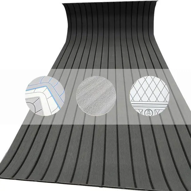 Alt view image 5 of 7 - EVA Foam Faux Teak Boat Decking Sheet Self-Adhesive Non-Skid 94.5" x 46" (30 sqft) Fits for Sea Deck Marine Yacht RV Boat Flooring Mats