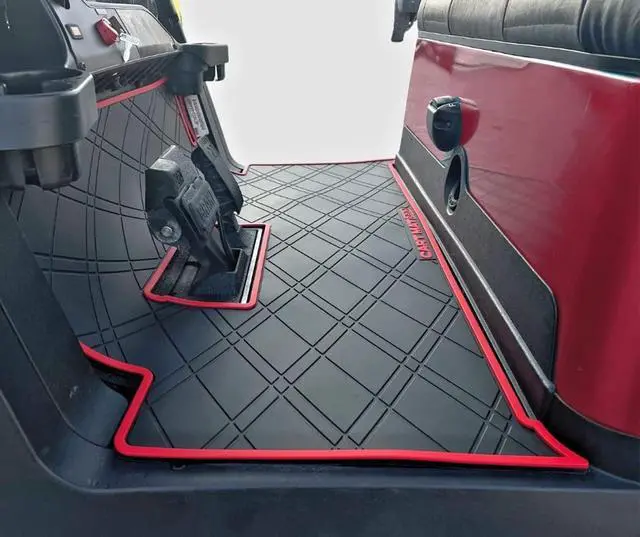 Alt view image 2 of 7 - Golf Cart Floor Mat Black Red Trim for Club Car Precedent 04+, Tempo/Onward 17+
