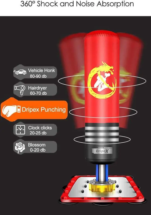 Alt view image 2 of 6 - Freestanding Punching Bag - Heavy Boxing Bag with Suction Cup Steel Base for Teens, 47 Self Standing Kickboxing Bags Kick Punch Bag, Great for Home Gym Exercise Boxing Traing