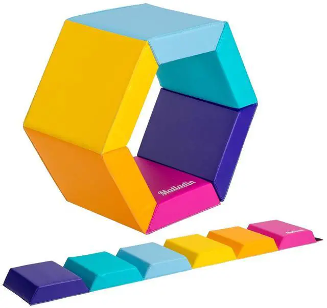 Main image of Gymnastics Gym Tumbling Mat for Kids Children, Hexagon Gymnastics Folding Exercise Mat for Stretching Yoga Cheerleading Martial Arts