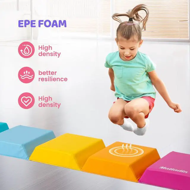 Alt view image 2 of 6 - Gymnastics Gym Tumbling Mat for Kids Children, Hexagon Gymnastics Folding Exercise Mat for Stretching Yoga Cheerleading Martial Arts