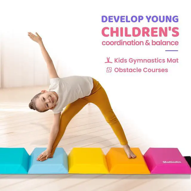 Alt view image 6 of 6 - Gymnastics Gym Tumbling Mat for Kids Children, Hexagon Gymnastics Folding Exercise Mat for Stretching Yoga Cheerleading Martial Arts