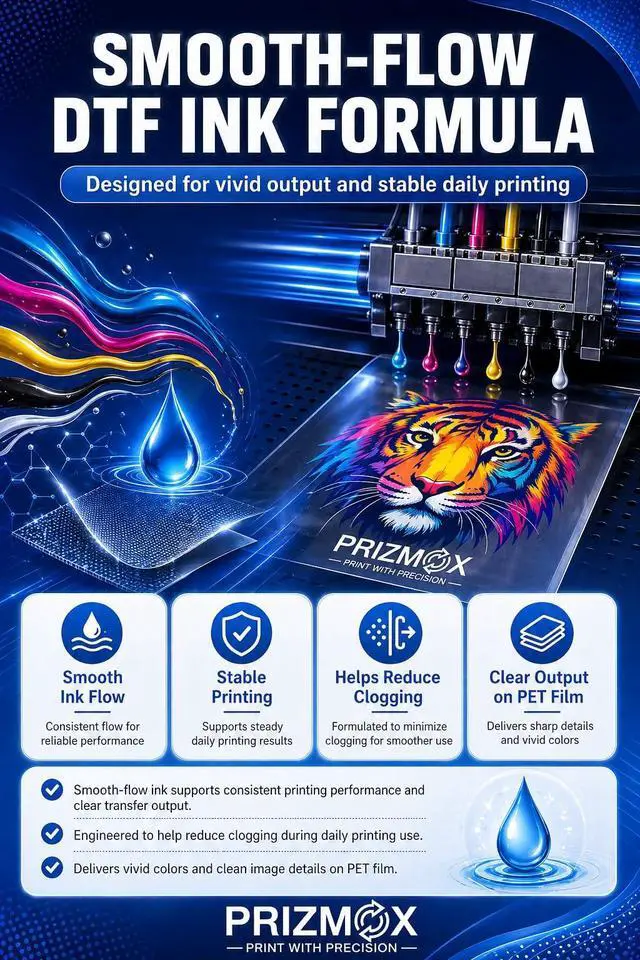 Alt view image 4 of 7 - DTF Ink 1500ML Combo Pack Pigment Ink Use with DTF Film Heat Transfer Printing, Refill for DTF Printer DX5 DX7 5113 XP600 I3200 4720 XP15000(2 White+KCMY, 250ml x 6)