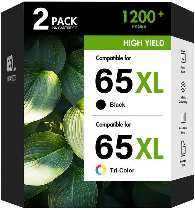 Main image of 65XL 65 Black and Color Combo Pack Ink Cartridges DeskJet 3755 Envy 5055 | Compatible Replacement for HP65XL 65XL Black and Color for HP DeskJet 3772 3752 2600 Envy 5052 5000 Printer (Black Tri-Color)