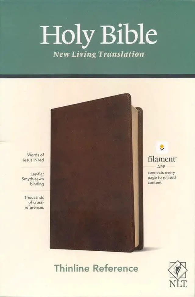 Alt view image 2 of 7 - Personalized NLT Thinline Reference Bible Filament Enabled Edition Soft Leather-look, Rustic Brown, Baptism, Graduations, New Living Translation