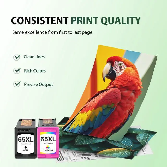 Alt view image 6 of 7 - 65XL 65 Black and Color Combo Pack Ink Cartridges DeskJet 3755 Envy 5055 | Compatible Replacement for HP65XL 65XL Black and Color for HP DeskJet 3772 3752 2600 Envy 5052 5000 Printer (Black Tri-Color)