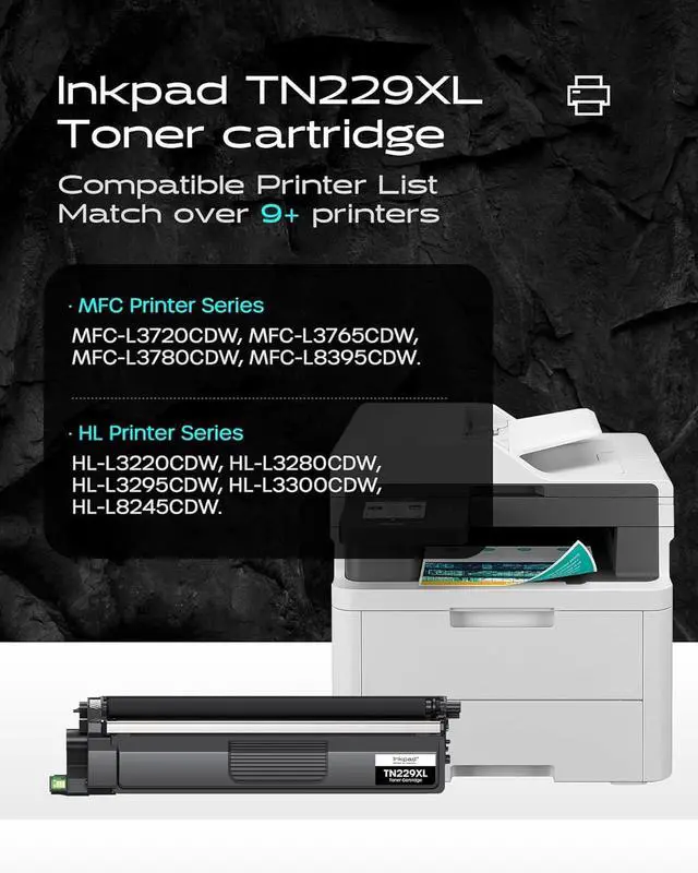 Alt view image 2 of 7 - TN229XL Toner Cartridges 5 Pack Replacement for Brother MFC-L3780CDW | Compatible with HL-L3280CDW MFC-L3720CDW HL-L3300CDW, 3000 Pages per Toner, 2 Black/C/M/Y, ISO Certified