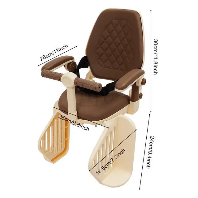 Alt view image 5 of 7 - Bicycle Child Seat Rear Mounted, 11 * 9.8in Seat 50kg/110.23 lbs Load Bike Rear Child Seat 3-Angle Adjustable, for Bicycles and Mountain Bikes