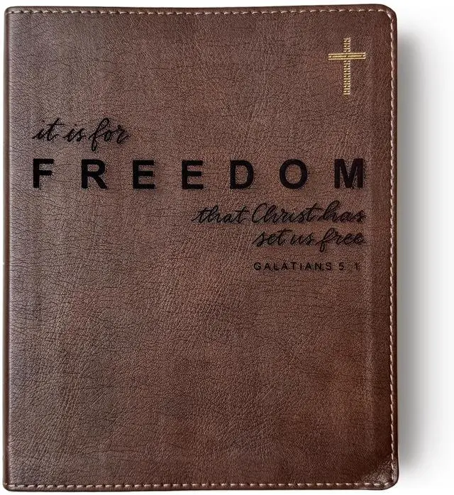 Main image of FREEDOM - NIV Journaling Bible | Brown With Gold Cross | Christ Has Set Us Free | Includes Option to add Engraved Name | Personalized and Customizable Gift