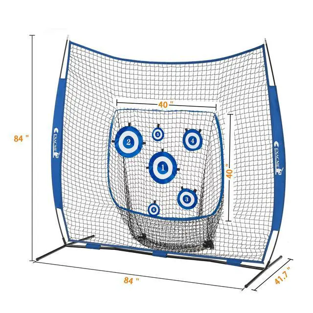 Alt view image 6 of 6 - 7'x7' 8'x8' Baseball Softball Practice Net with 6 Targets for Kids Adults, Pitching Hitting Training Net, Anchor Kits, Carry Bag