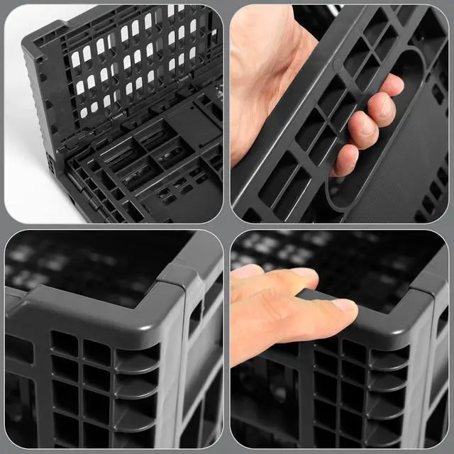 Alt view image 5 of 6 - Collapsible Storage Bin Containe52 Liter Transferheavy duty plastic storage box,milk crates heavy duty Transit storage of various items black (2)