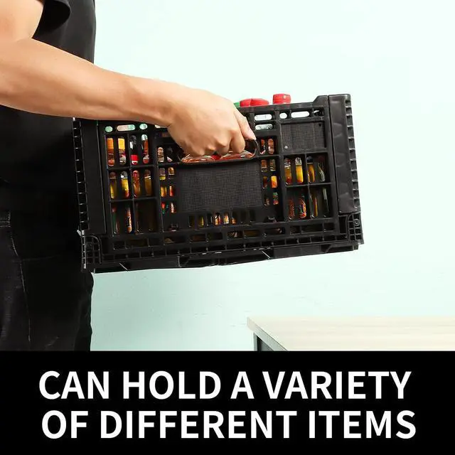 Alt view image 2 of 6 - Collapsible Storage Bin Containe52 Liter Transferheavy duty plastic storage box,milk crates heavy duty Transit storage of various items black (2)
