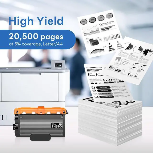 Alt view image 3 of 6 - TN890 TN-890 2 Pack Compatible TN-890 Ultra High Yield Toner Cartridge Replacement for Brother MFC-L6900DW HL-L6400DW HL-L6250DW MFC-L6750DW Toner Printer