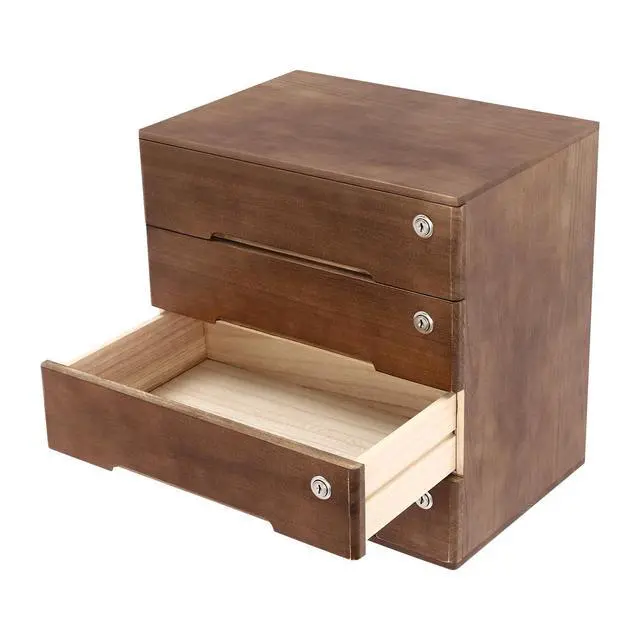 Alt view image 6 of 7 - Vintage 4-Drawer Wooden Desk Organizer - Stackable Craft Storage Drawers with Lock - Rustic Tool Box with Drawers - Multilevel Apothecary Cabinet - Ideal Home Office Organizers and Accessories