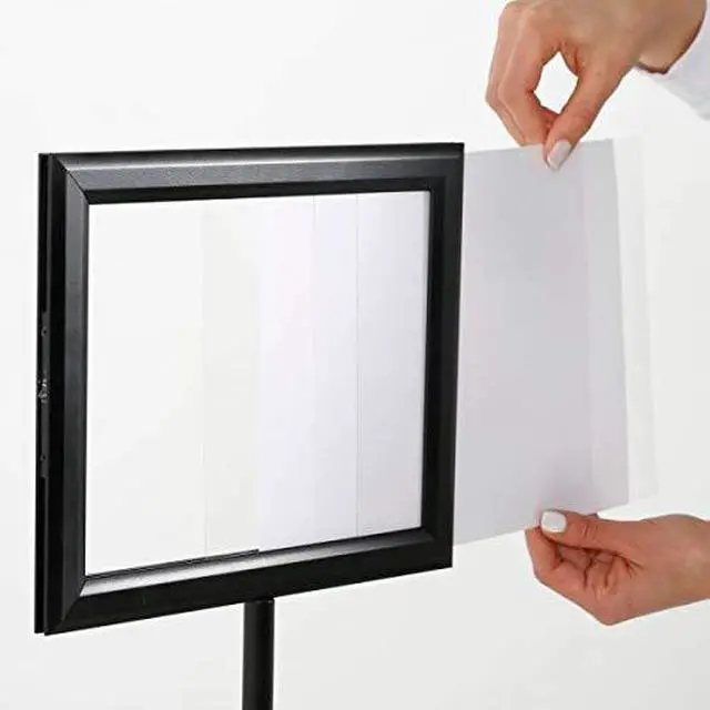 Main image of Pedestal Adjustable Telescoping Menuboard, Aluminum Profile, Black Double Sided Slide-In Poster Frame, 8.5x11 inch Document, Brochure, Sign Holder (Black - 1 Pack)