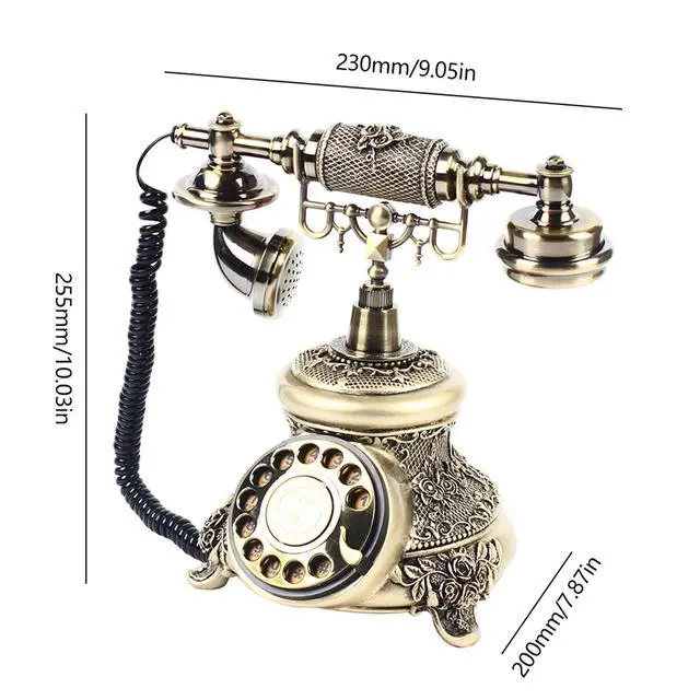 Alt view image 3 of 7 - European Style Rotary Phone, Retro Landline Phone Vintage Telephone Antique Landline Office Telephone Old Fashioned Corded Phone for Home and Office